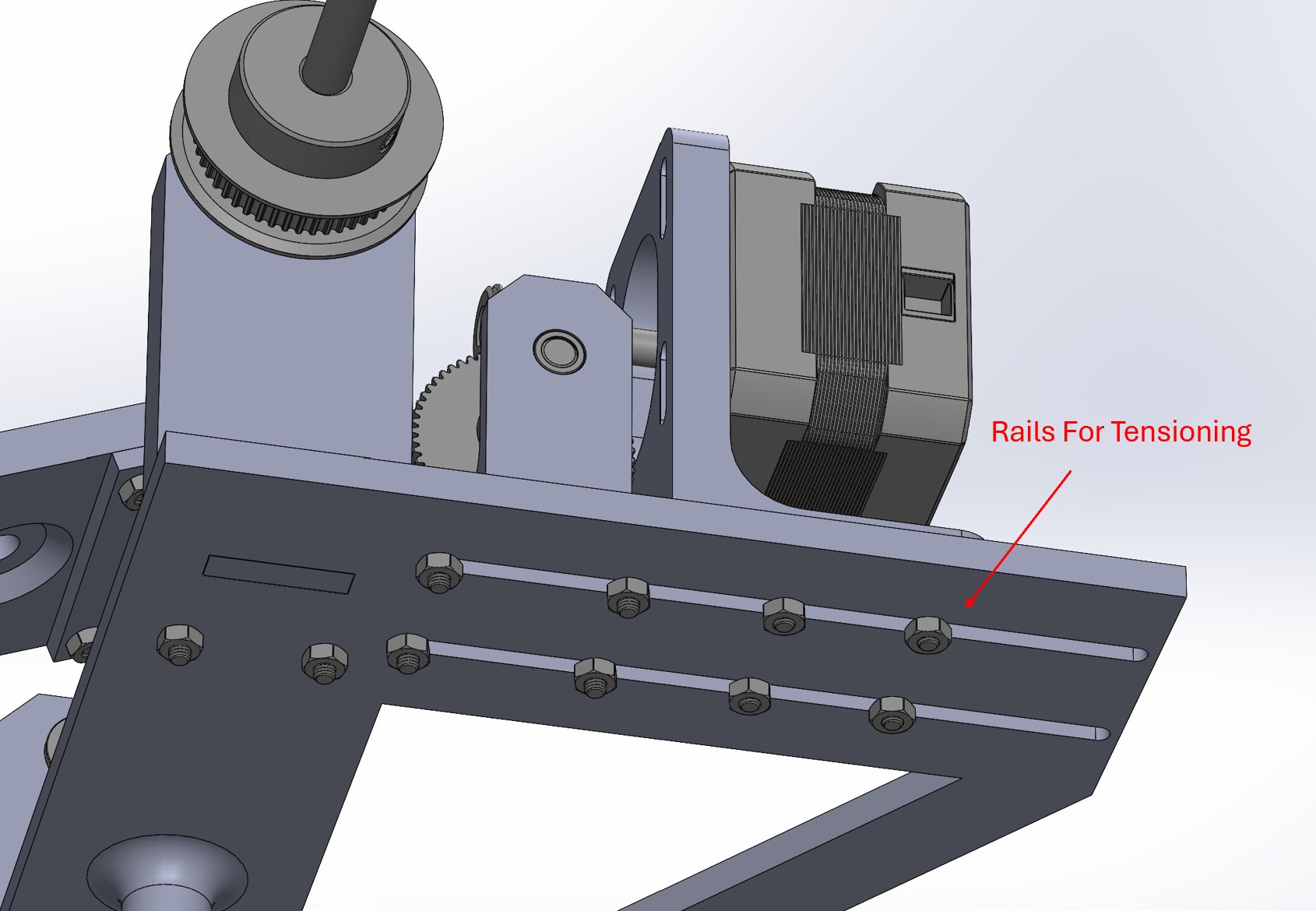 Altitude gearbox rails and support structure